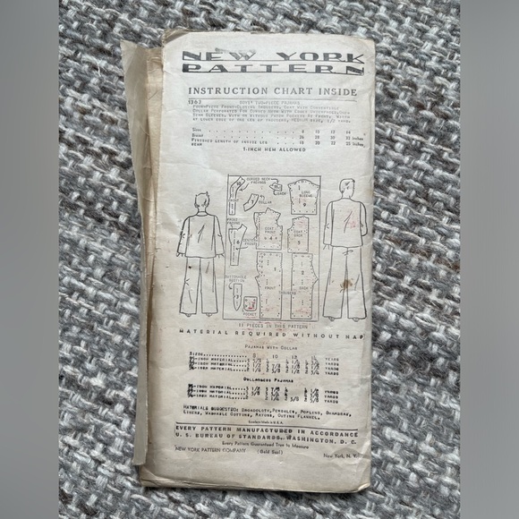 Vintage 1940s New York Gold Seal boys pajama sewing pattern - Picture 2 of 4